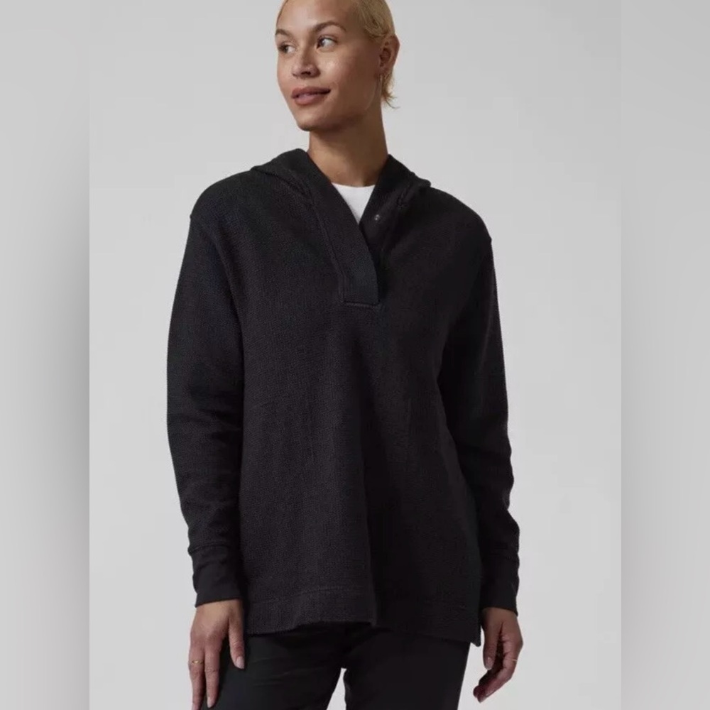 Athleta Coaster Luxe Waffle Hoodie Size XS Black NWT